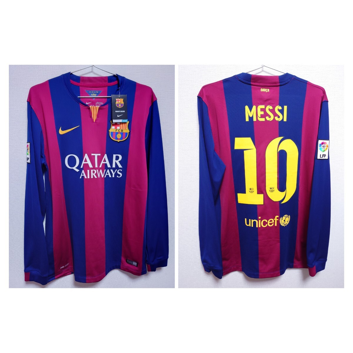 未使用 NIKE 2014〜2015 FCバルセロナ リオネル・メッシ 長袖 ユニフォーム FC Barcelona Lionel Messi拍卖