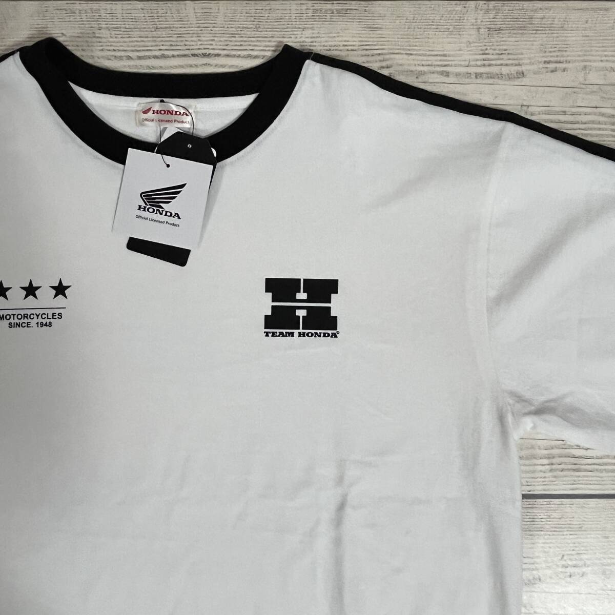 ★ HONDA (ホンダ) ★ リンガーTシャツ Mサイズ 白色 チームホンダ Team HONDA HRC ホンダウイング 本田技研工業 (タグ付き新品未着用品)拍卖