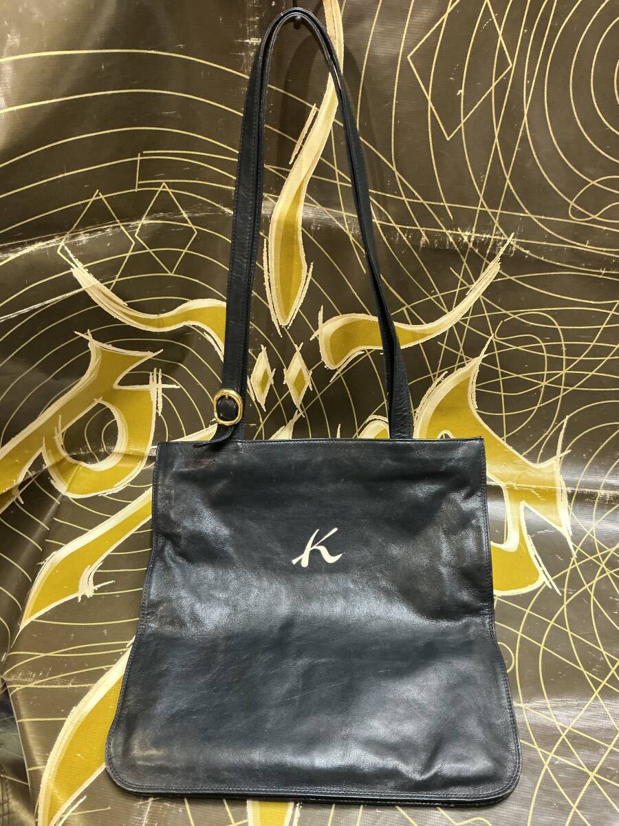 キタムラ kitamura レザー トートバッグ 濃紺 ポーチ付き拍卖