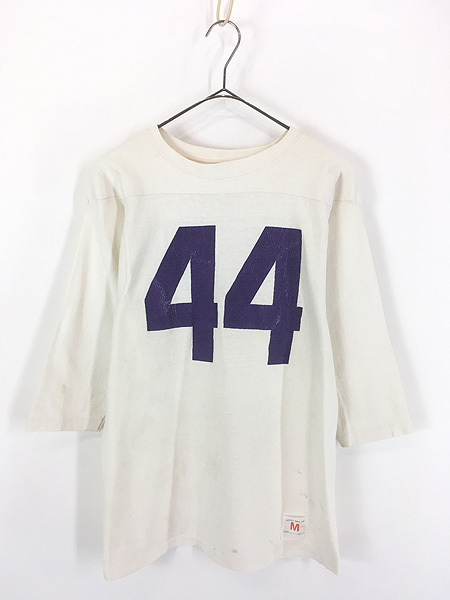 古着 70s USA製 ARTEX 「44」 ナンバリング 100% コットン フットボール Tシャツ 7分袖 M拍卖