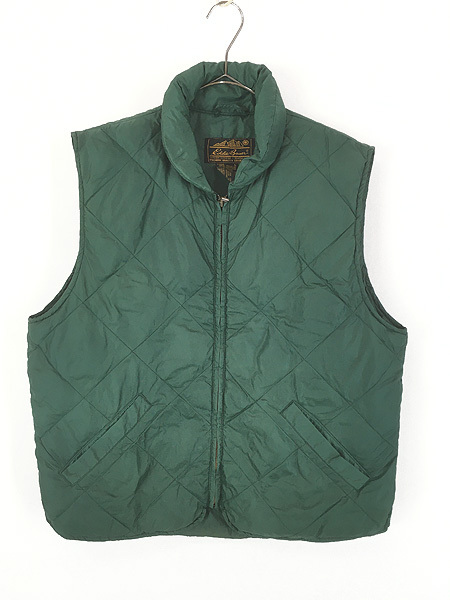 レディース 古着 80s Eddie Bauer 軽量 シェル キルティング ダウン ジップ ベスト L拍卖