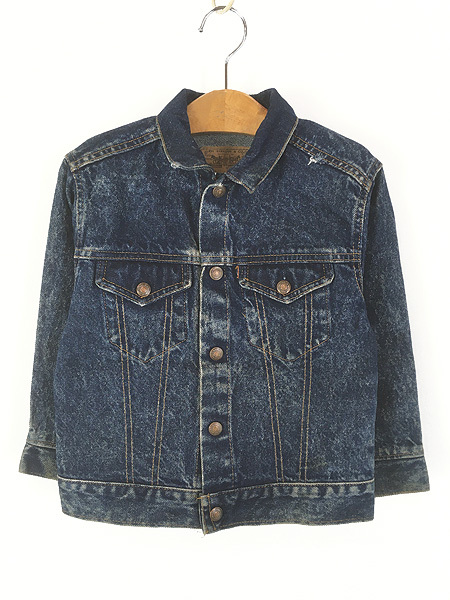 キッズ 古着 80s USA製 Levi's 72225-1109 濃紺 インディゴ デニム トラッカー ジャケット Gジャン 7歳拍卖