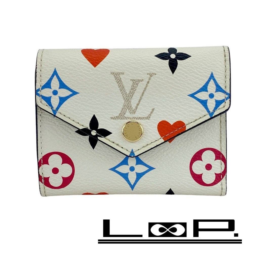 ■美品■ ルイヴィトン ポルトフォイユ ゾエ 3つ折り 財布 コンパクト モノグラム ゲームオン ホワイト ブロン M80278 箱 【421273】4拍卖