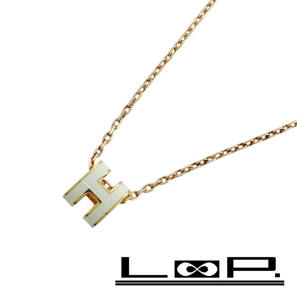 ■新同■ エルメス ミニ ポップアッシュ ネックレス アクセサリー ゴールド ホワイト GP 箱 【412349】5拍卖