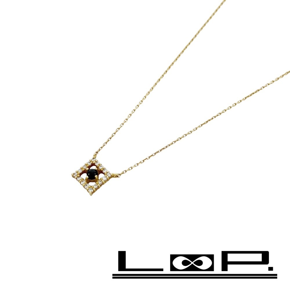 ■美品■ ete ネックレス アクセサリー ゴールド K18 YG ダイヤモンド 青石 1.5g 【437694】3拍卖
