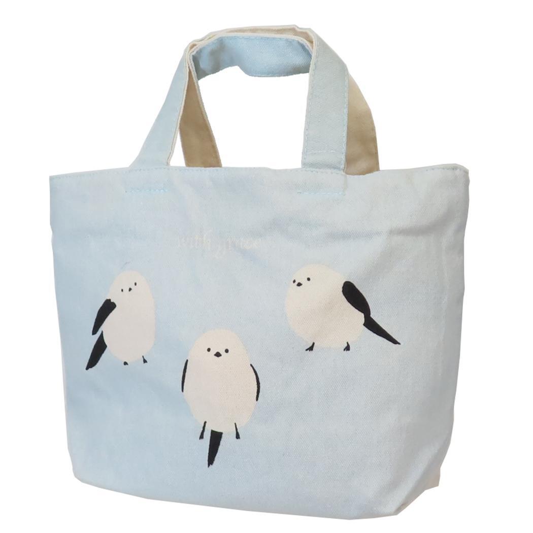 ランチバッグ ミニトートバッグ ファスナー付き シマエナガ みるく ミントイン お弁当かばん かわいい グッズ拍卖