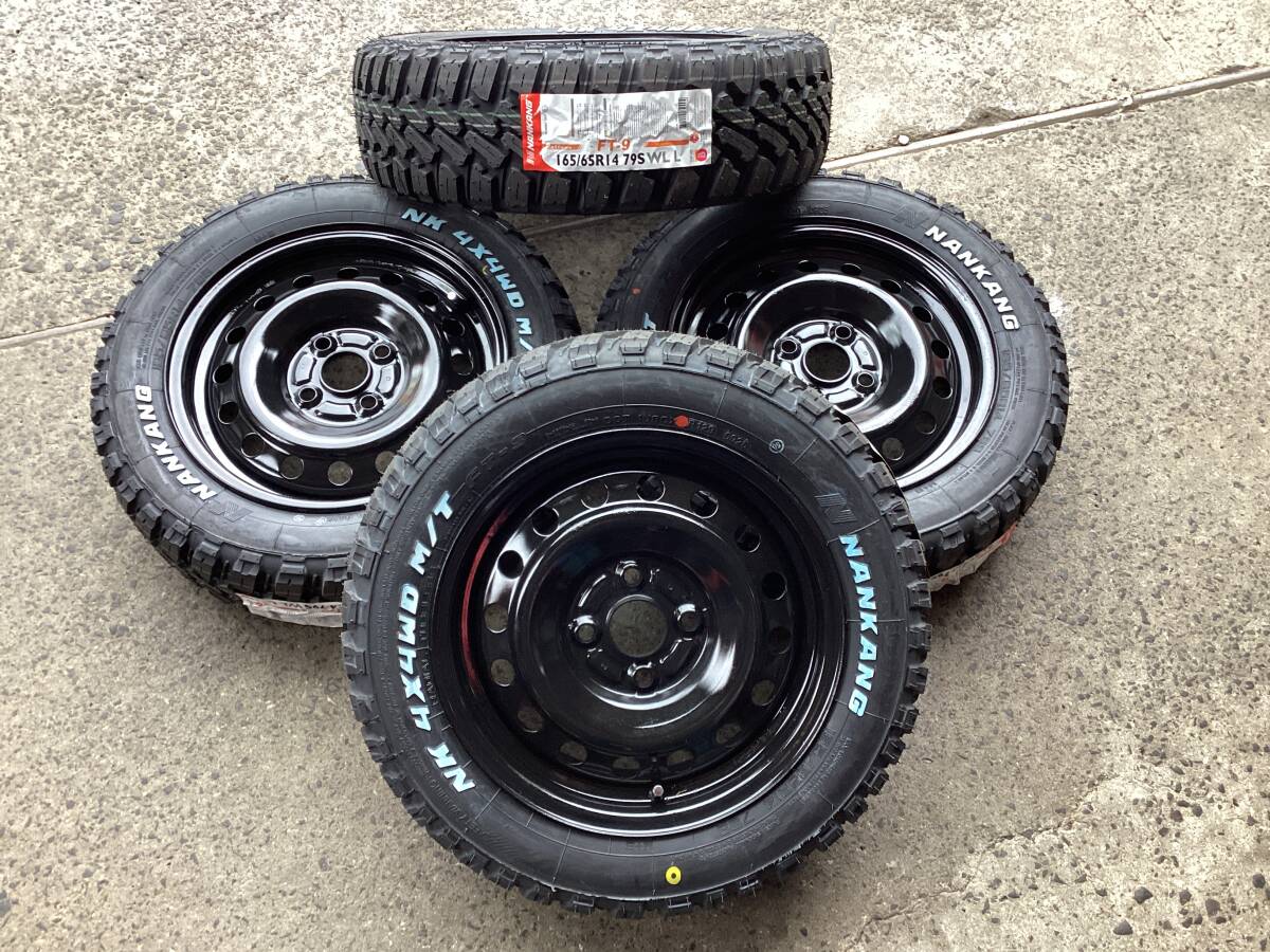 M8769 軽トラック 軽バン のアゲトラ仕様に!トヨタ純正14インチスチール&165/65R14 ナンカン FT-9 未使用 マッドタイヤ 4本拍卖