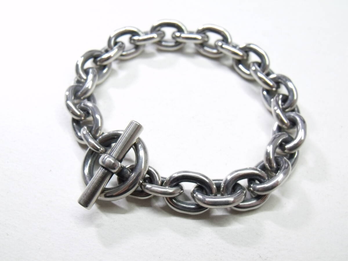 シルバー925 小豆ブレスレット【ミドル(太)タイプ】【Size М 内周17.5cm】日本製 重量61g ビンテージ加工 アズキ チェーン SILVER拍卖