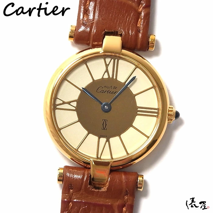【国際保証書】カルティエ マストヴァンドーム SM ゴールド4ローマ OH済み 極美品 ヴィンテージ レディース 時計 Cartier 俵屋拍卖
