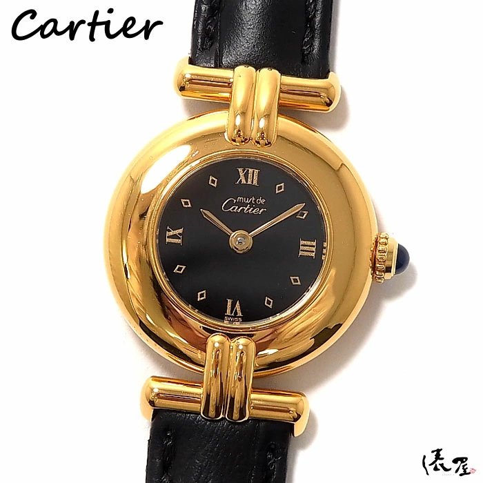 【国際保証書】カルティエ マストコリゼ 黒文字盤 極美品 レディース ヴィンテージ 時計 Cartier colisee 俵屋拍卖