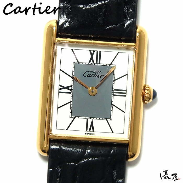 【国際保証書】カルティエ マストタンク LM センターグレイ 極美品 OH済 メンズ ヴィンテージ 時計 Cartier 俵屋拍卖