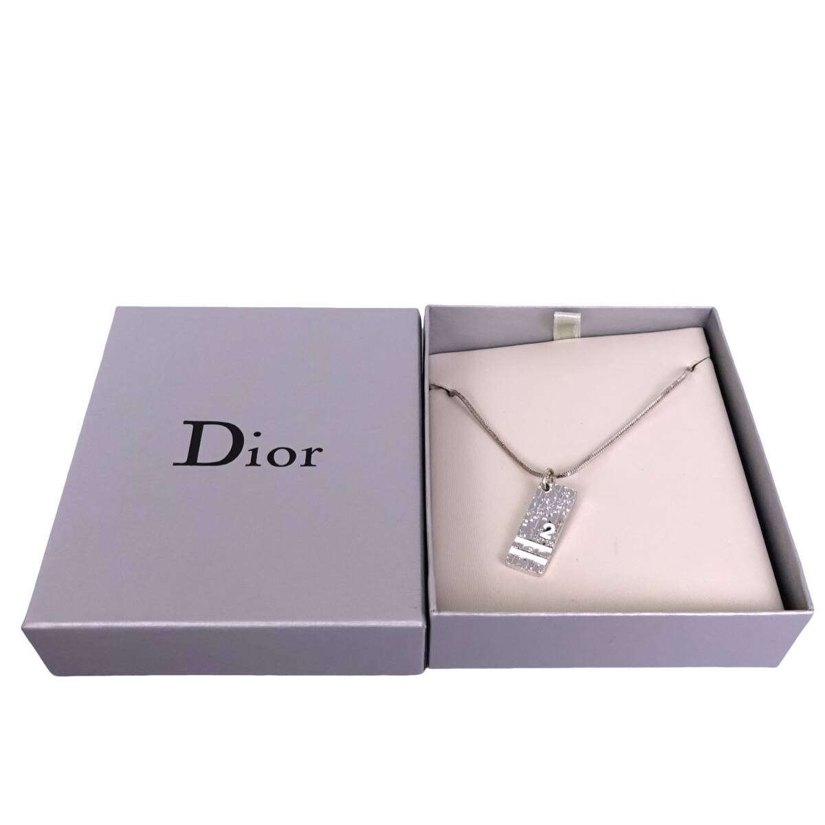 本物■クリスチャン ディオール■トロッター タグ ネックレス ペンダント ホワイト シルバーカラー拍卖