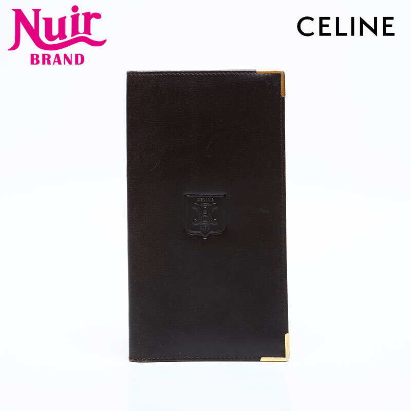 セリーヌ CELINE 長財布 レザー 二つ折り 札入れ ロゴ ブラック拍卖