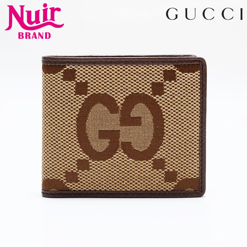 グッチ GUCCI 二つ折り財布 ジャンボ GG キャンバス コンパクト ブラウン拍卖