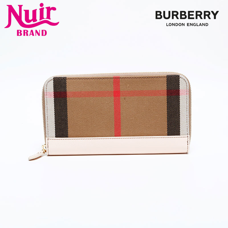 バーバリー BURBERRY 長財布 チェック キャンバス × レザー ベージュ拍卖