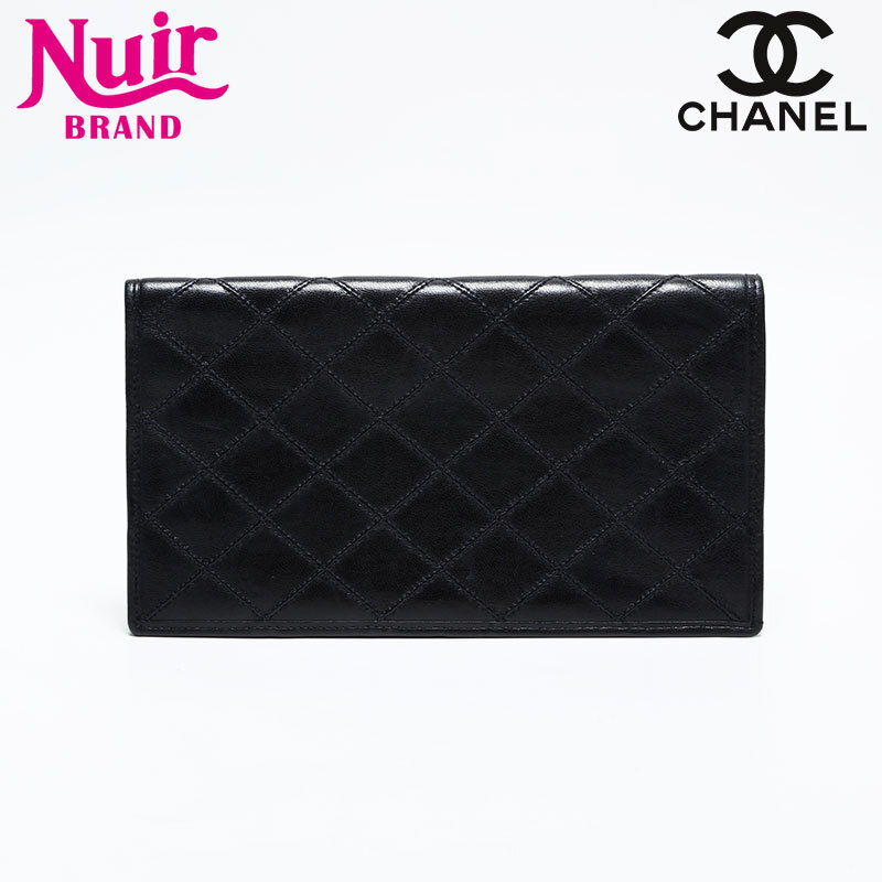シャネル CHANEL 長財布 2番台 1991-1994 ビコローレ ラムスキン ブラック拍卖