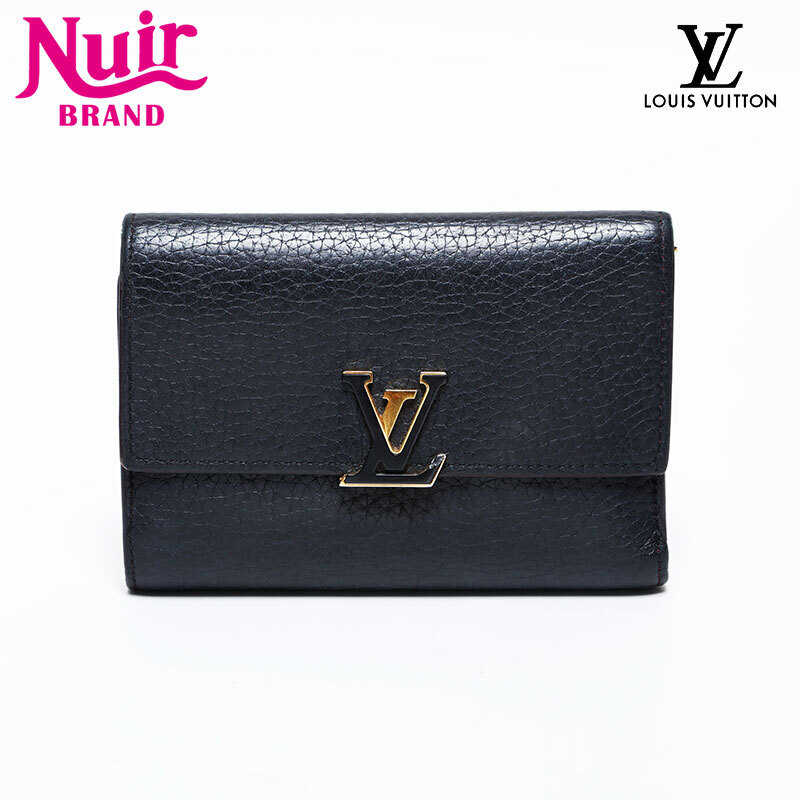 ルイ・ヴィトン LOUIS VUITTON 三つ折り財布 ポルトフォイユ カプシーヌ ブラック拍卖