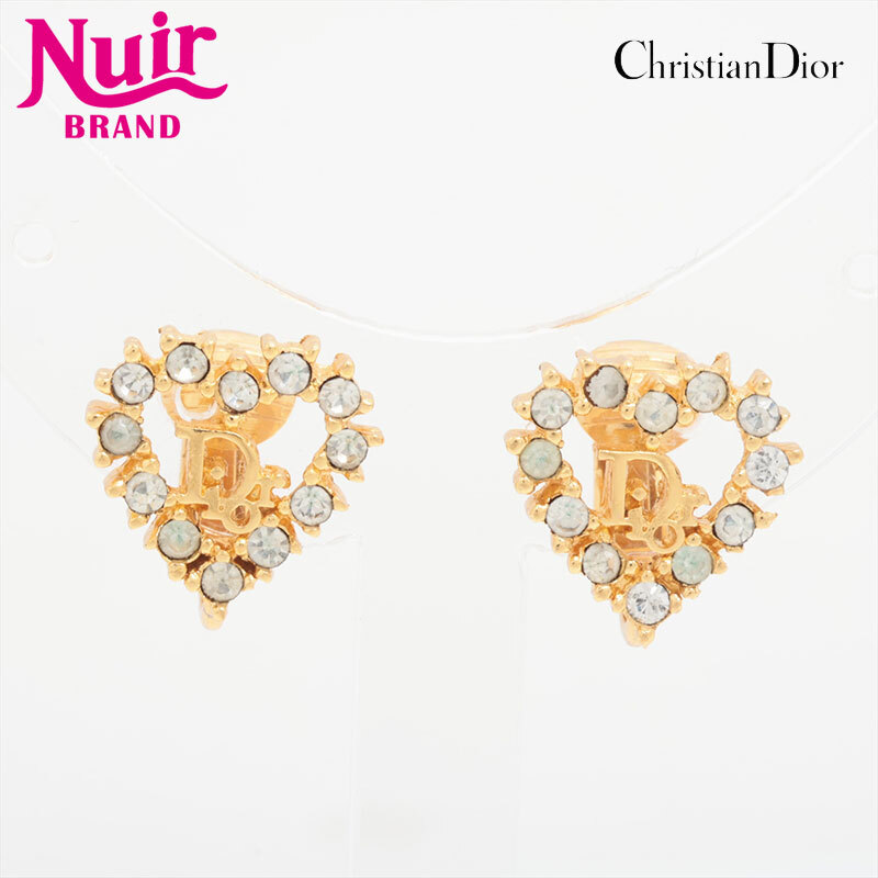 クリスチャンディオール Christian Dior イヤリング ロゴ ハート ゴールド拍卖