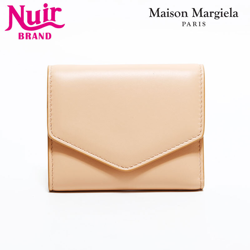 その他ブランド 三つ折り財布 Maison Margiela メゾン マルジェラ レザー コンパクト ウォレット ベージュ拍卖