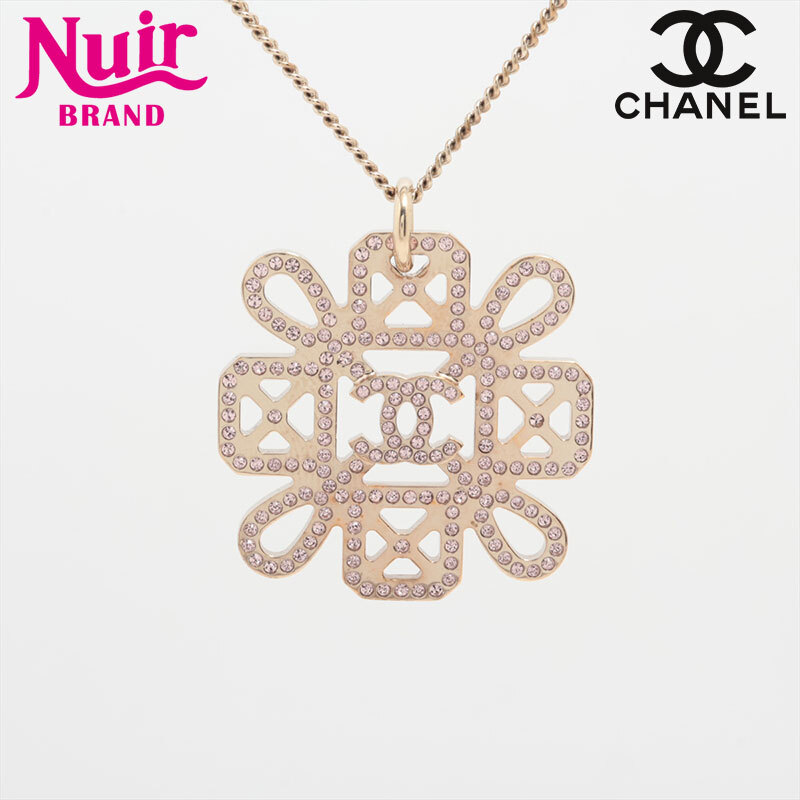 シャネル CHANEL ネックレス B17S 2017 ココマーク ピンク ラインストーン ゴールド拍卖