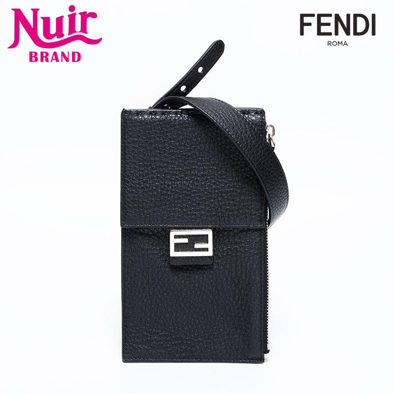 フェンディ FENDI ショルダーバッグ レザー マンマ バケット フォンケース ブラック拍卖