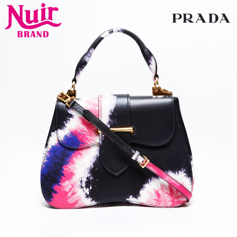プラダ PRADA ハンドバッグ シドニー レザー 2way タイダイ パープル ブラック拍卖