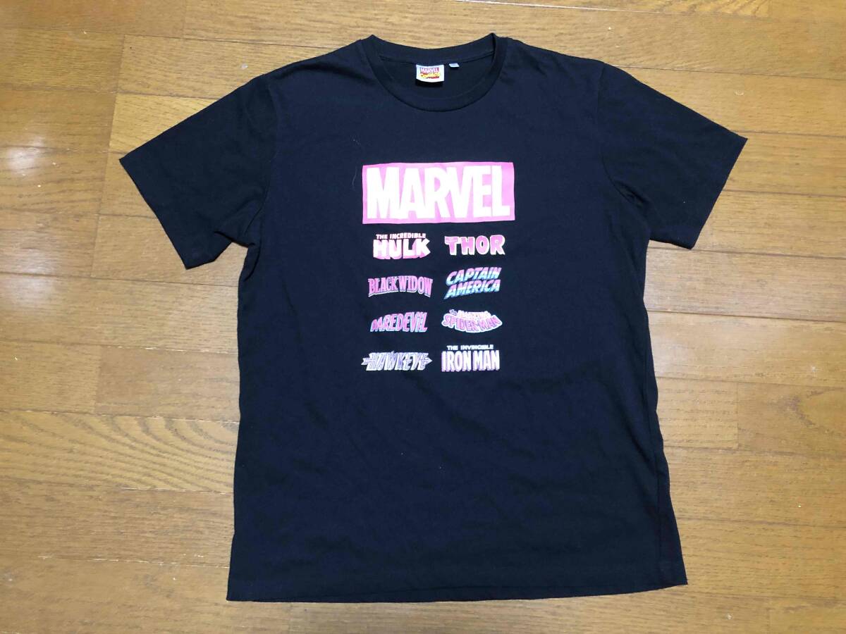 ★即決★GU ジーユー★MARVEL マーベル★ヒーローロゴTシャツ★L★黒★アメコミ★アイアンマン★マイティ・ソー★ハルク★送料230円★拍卖