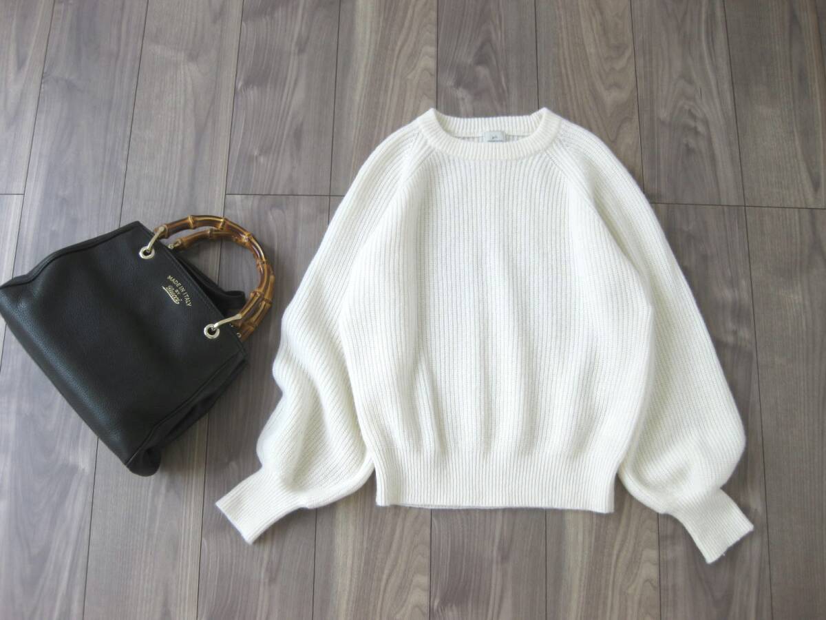 ☆美品☆ユナイテッドアローズ☆ニット☆長袖☆オフホワイト☆F☆ウール混☆クルーネック☆green label☆united arrows拍卖