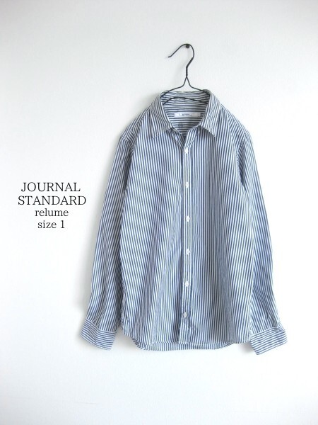 送料込☆JOURNAL STANDARD☆シャツ☆長袖☆ストライプ柄☆1(S)☆コットン☆WHITE×NAVY☆relume☆ジャーナルスタンダード拍卖
