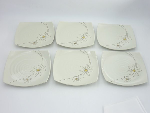 ◆◇T&Tメルール角大皿×6個 / TABLE COLLECTION JAPAN 花柄 角皿 プレート 日本製 美濃焼 業務用 和洋食器 飲食店 陶器 / 未使用 訳有◇◆拍卖
