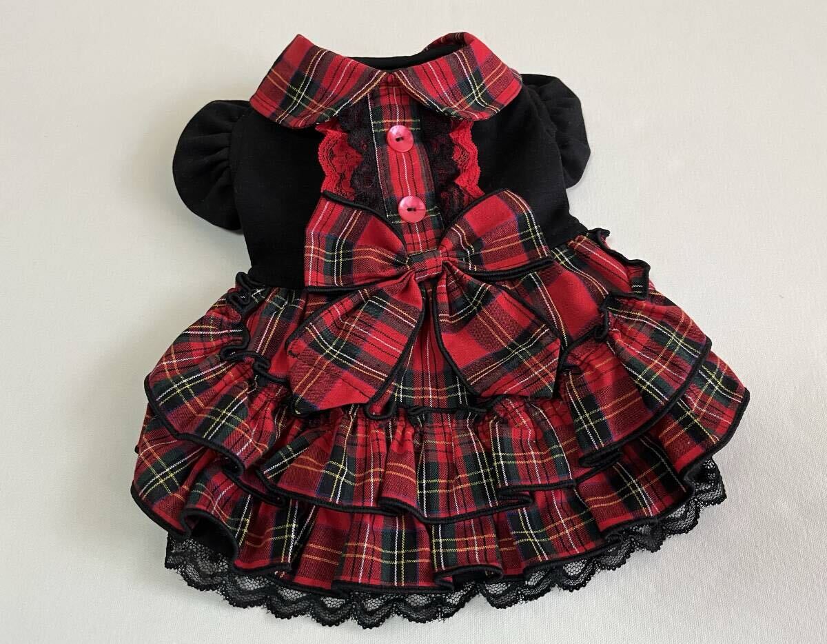 ◎胴囲32◎赤タータンチェック*フリルスカート*姫系ワンピ拍卖