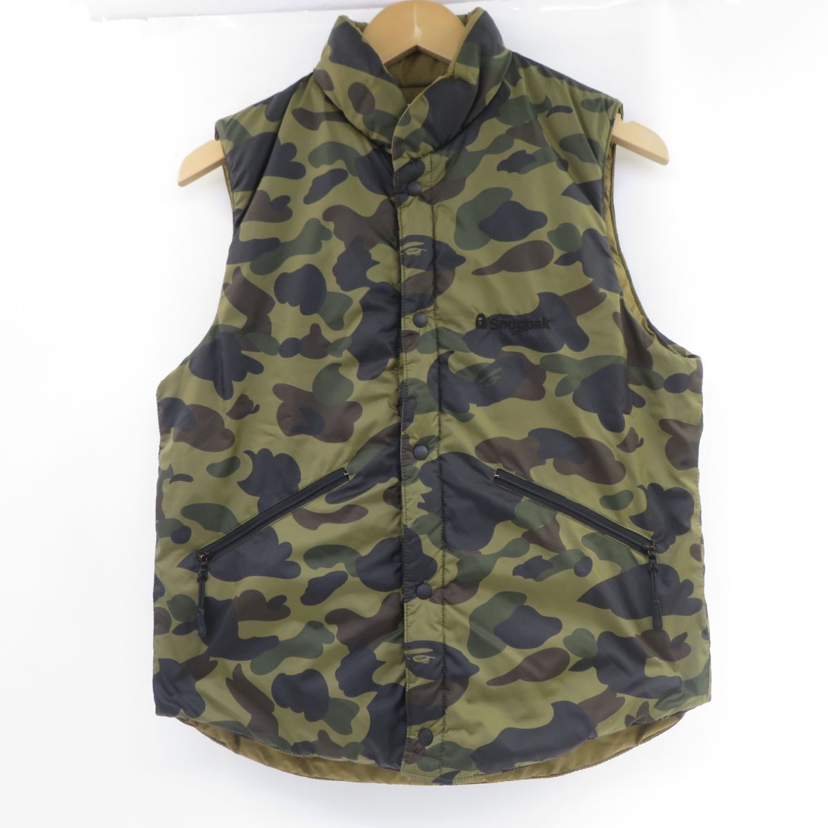 131s A BATHING APE アベイシングエイプ × SNUGPAK AIRPAK VEST カモ リバーシブル エアパックベスト 001LJ0131912X Mサイズ ※中古拍卖