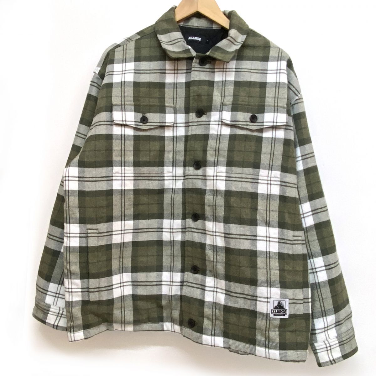 tu130 X-LARGE エクストララージ 中綿 ジャケット アウター チェック グリーン サイズL メンズ ※中古 【津山店】拍卖