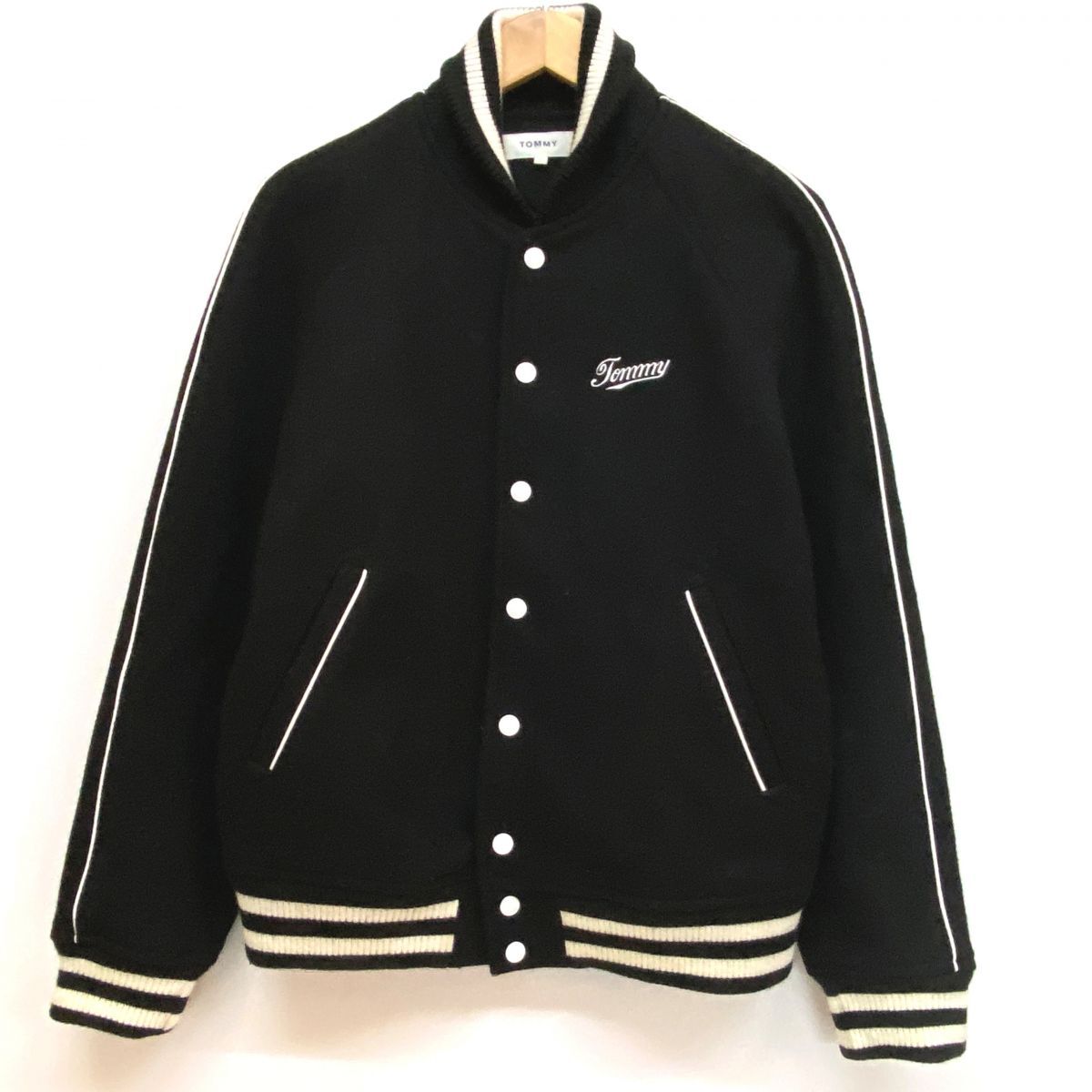 tu130s TOMMY トミー スタジャン ブルゾン ジャケット アウター ウール ブラック 0968298 サイズL メンズ ※中古 【津山店】拍卖