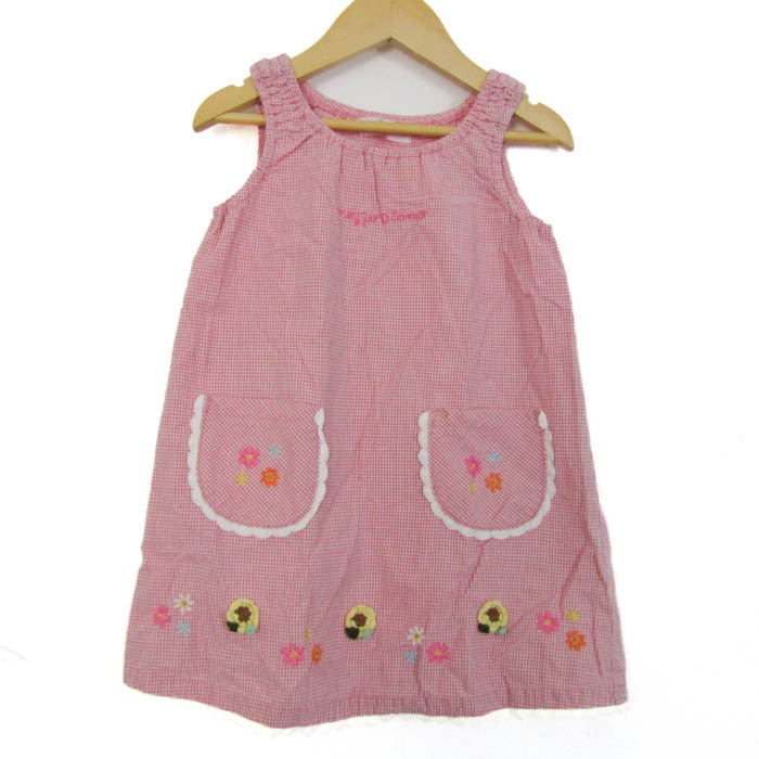 メゾピアノ ワンピース トップス ノースリーブ チェック柄 レース キッズ 女の子用 110サイズ ピンク×白 Mezzo Piano拍卖