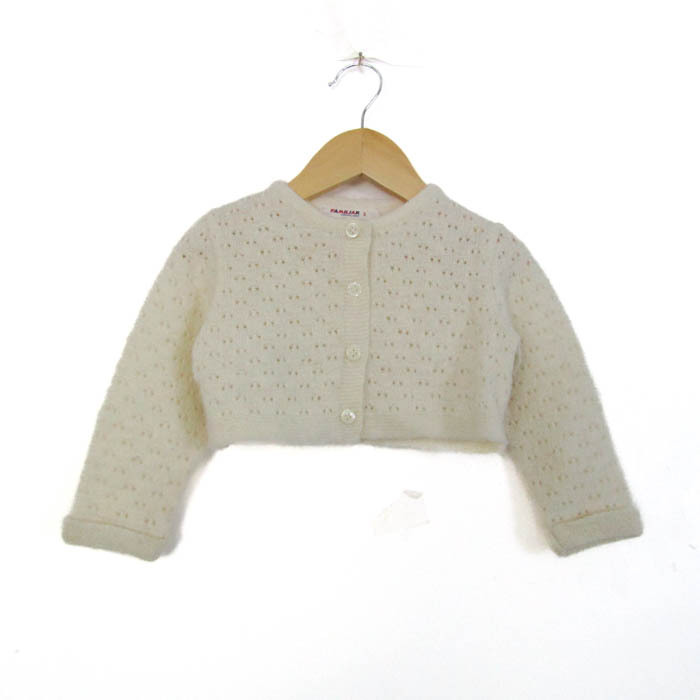 ファミリア カーディガン トップス ボレロ 透かし編みニット キッズ 女の子用 3サイズ ホワイト Familiar拍卖
