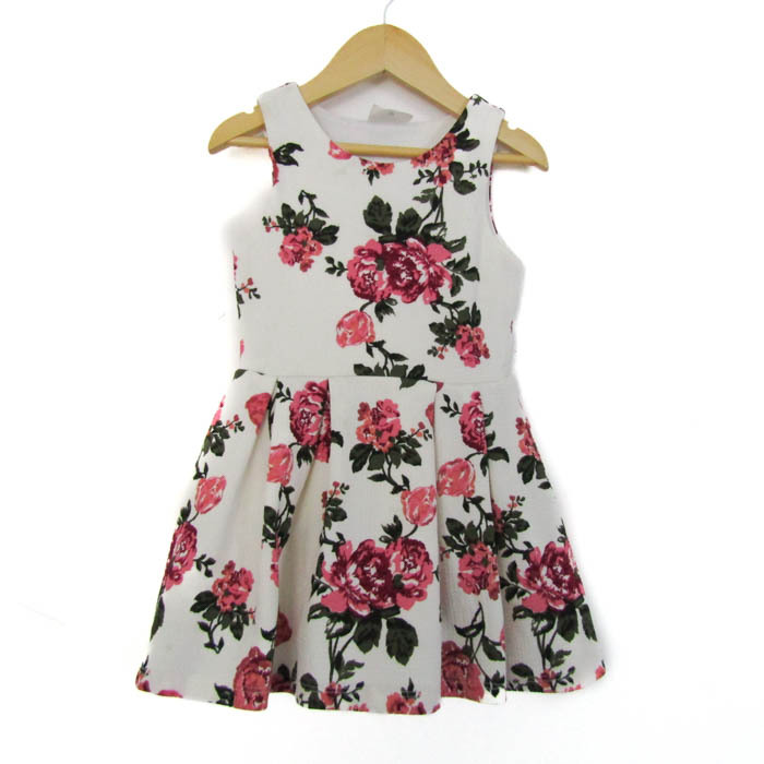 ビューティーズ ワンピース トップス ノースリーブ 花柄 キッズ 女の子用 3Tサイズ 白×ピンク×緑 BEAUTEES拍卖