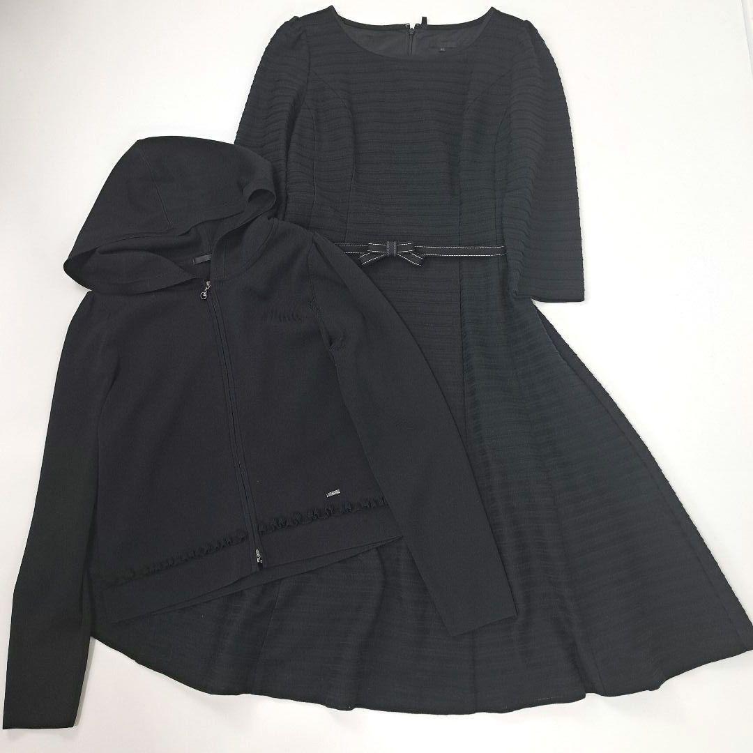 美品 TO BE CHIC トゥービーシック セットアップ パーカー ロングワンピース ベルト付き 黒 40拍卖