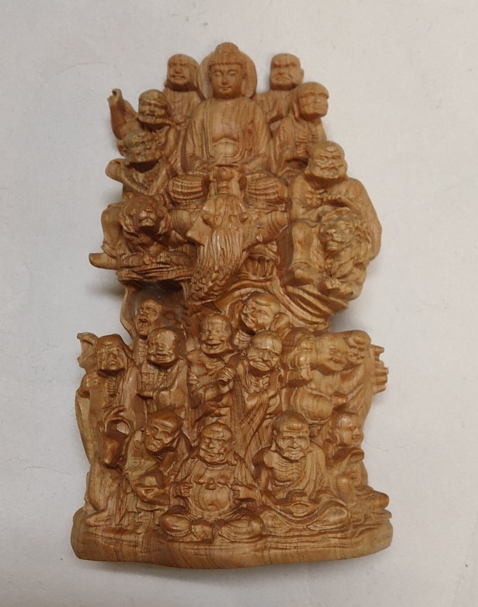 十八羅漢 仏教美術 仏教工芸品 仏像 沈香木彫り 手職人手作り 高級木製 仏像彫刻 昇龍伏虎尊者 如来像 開運 金運アップ 虎 拍卖