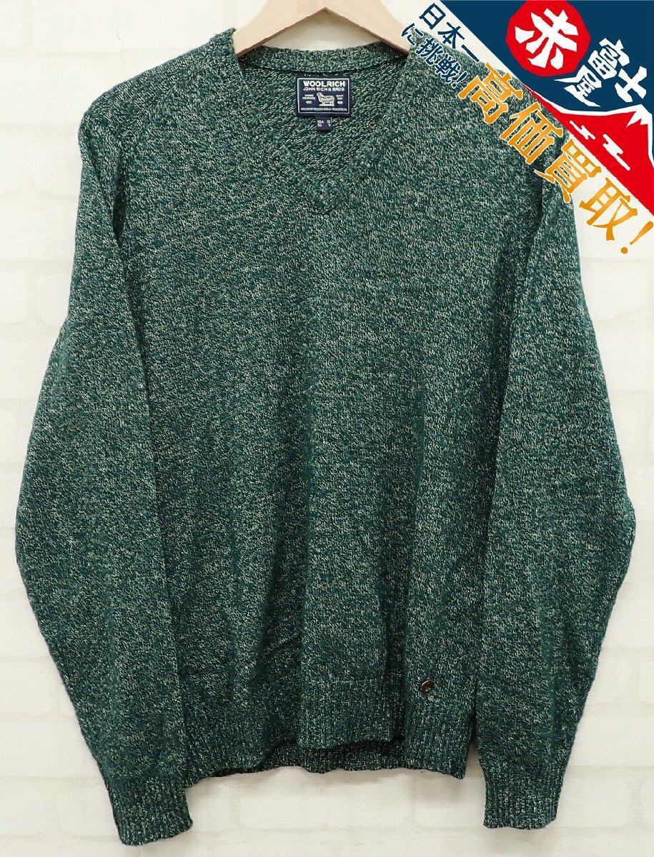 9T5700/WOOLRICH ウールリネン混Vネックニット セーター イタリア製 ウールリッチ拍卖