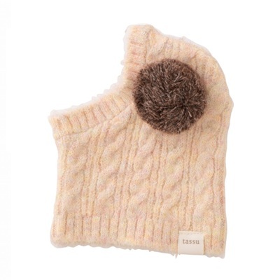 新品★ペット服★ tassu タッス★Re-Knit★ボンボン付きニット帽★帽子★アイボリー★Mサイズ★犬★犬服拍卖