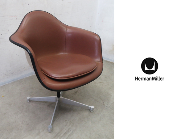 ■P911■ハーマンミラー■ヴィンテージ■アームシェルチェア■ナウガレザー■FRP■コントラクトベース■イームズ■ミッドセンチュリー■拍卖