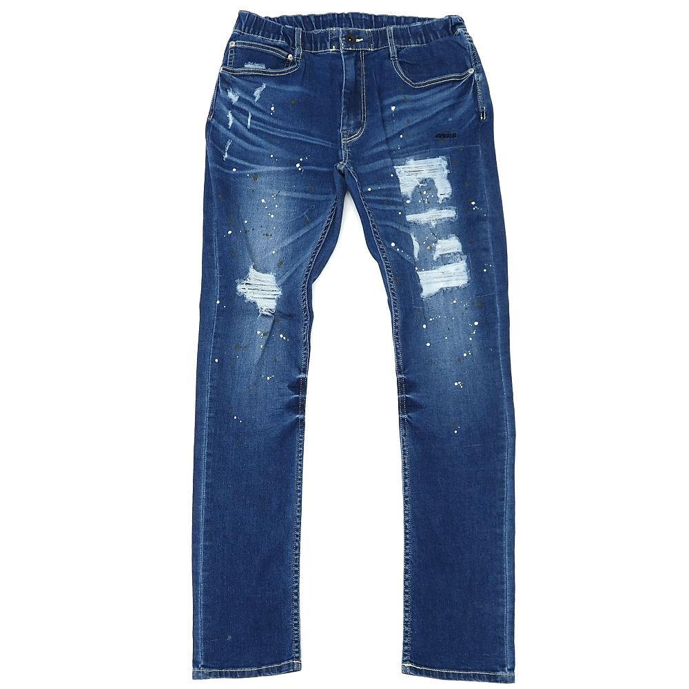G06362 未使用品 AVIREX EASY SKINNY JEANS スキニー デニム パンツ 【サイズ:2XL】 ブルー 783-3111003 クラッシュ ストレッチ メンズ拍卖