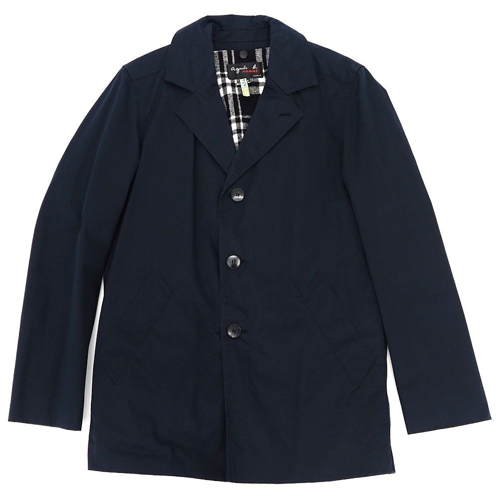 F0655S 美品 agnes b. HOMME/ショートコート 【サイズ:46】 ネイビー フランネルライナー付き アニエスベーオム メンズ拍卖