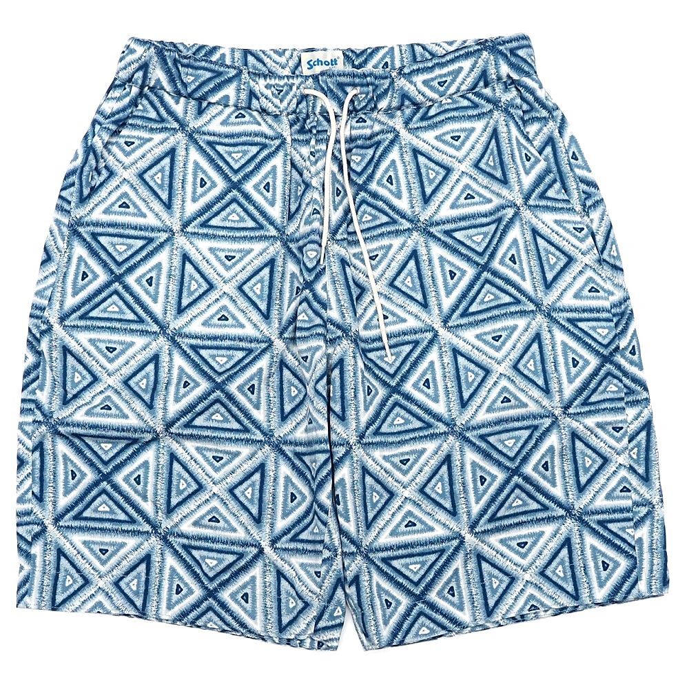 G06409 新品 Schott HAWAIIAN SHORTS ショートパンツ 【サイズ:L】 サックス GEOMETRIC TRIANGLE ショット メンズ拍卖