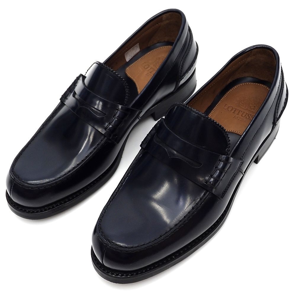 H0687S 新品 LOTTUSSE 1877 コインローファー 【サイズ:UK6.5】 ネイビー レザーシューズ ロトゥセ メンズ拍卖
