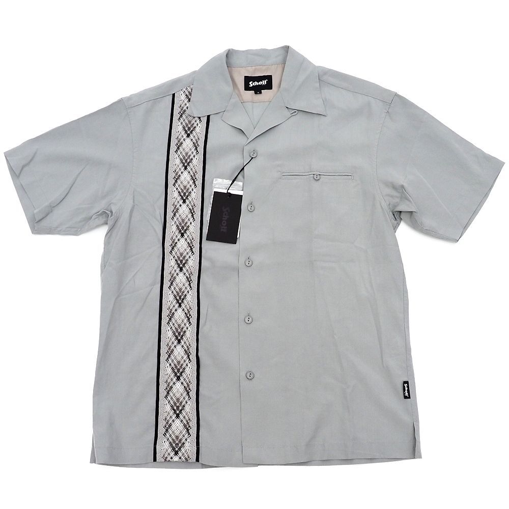 G06404 新品 Schott BRAID LYOCELL S/S SHIRT シャツ 【サイズ:S】 ライトグレー 782-4123018 ショット メンズ拍卖