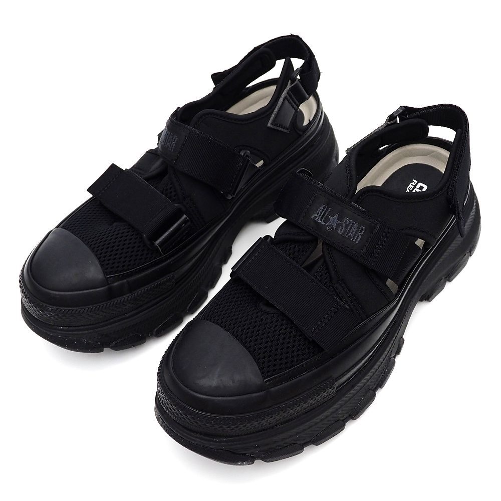 H06556 未使用品 CONVERSE/ALL STAR TREKWAVE SANDAL OX 厚底 サンダル【サイズ:US9(27.5cm)】ブラック オールスター コンバース メンズ拍卖