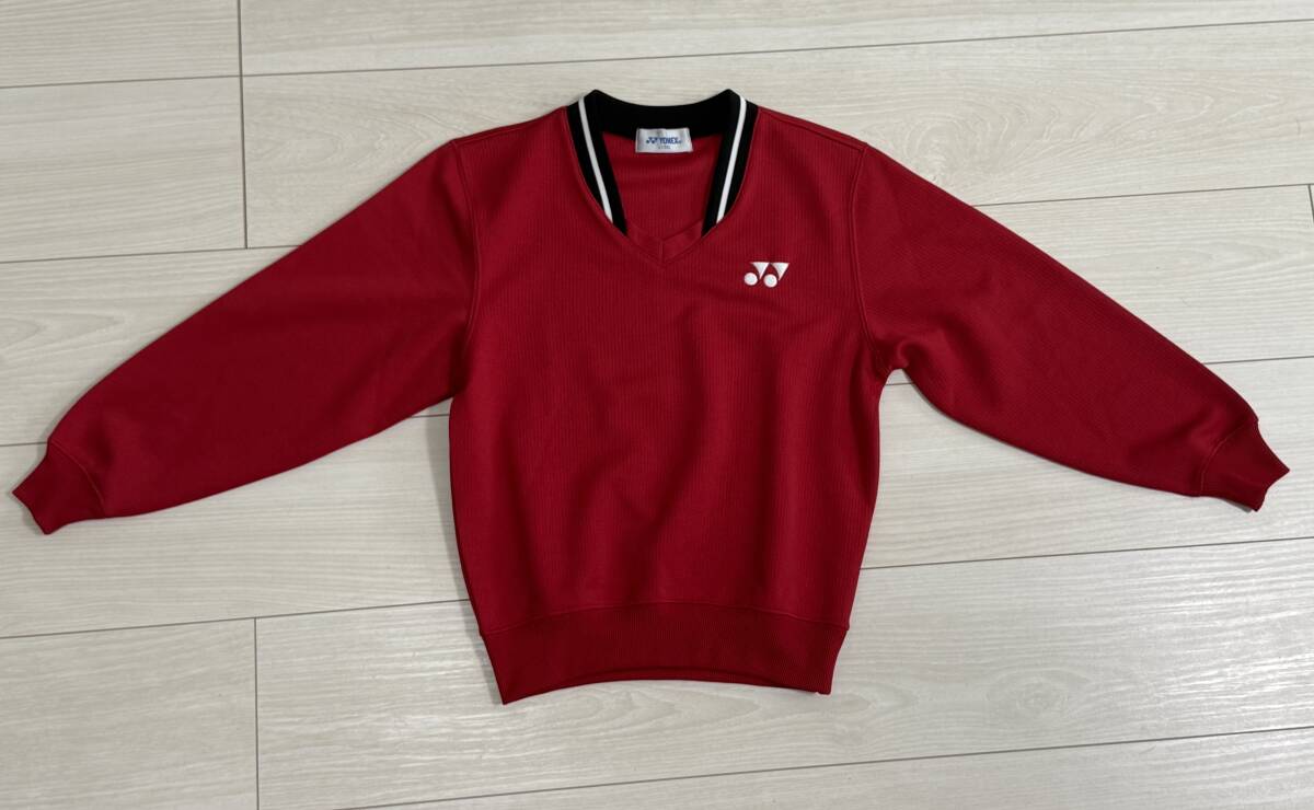 ★ヨネックス YONEX J130サイズ 長袖ウォームアップシャツ 赤 トレーナー★拍卖