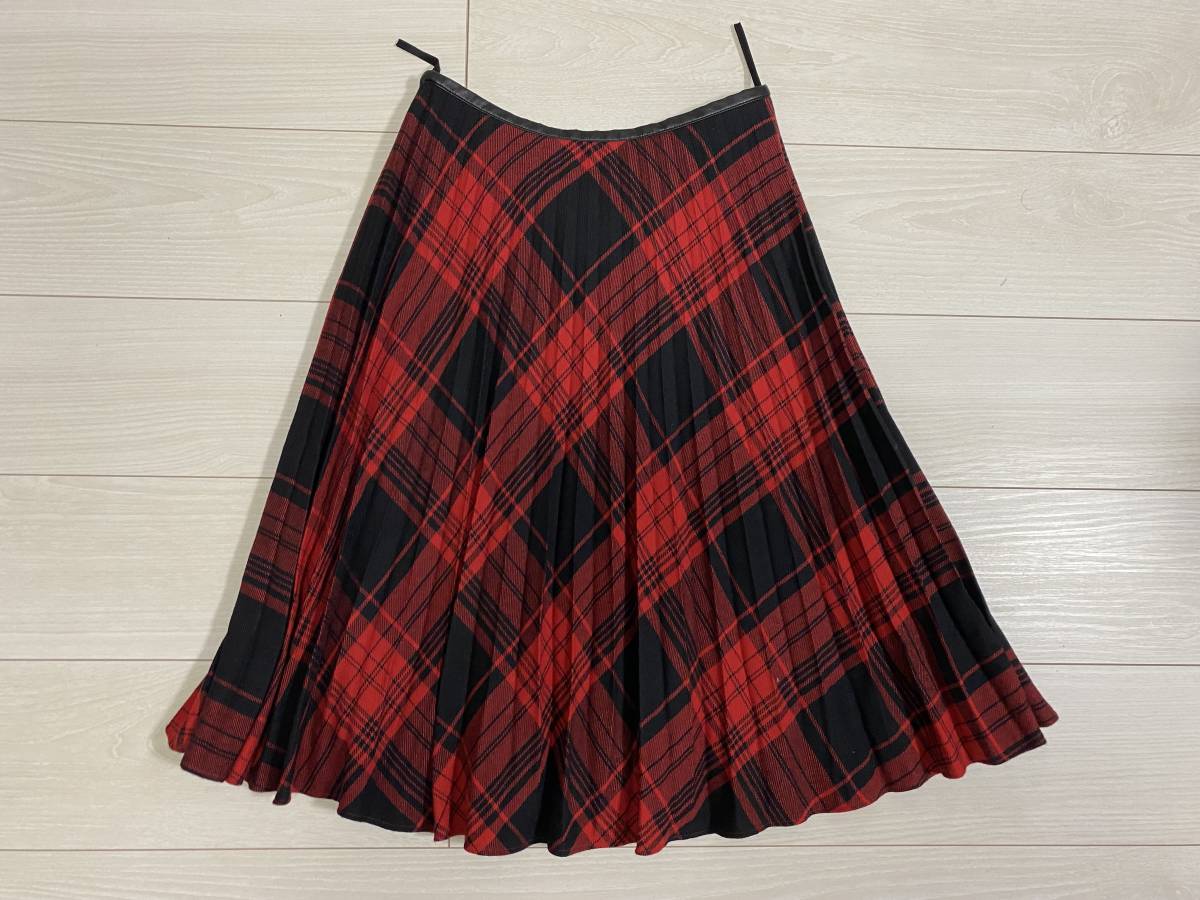 ★KUMIKYOKU 組曲 ウール チェック柄 スカート サイズ1 オンワード樫山 日本製★拍卖